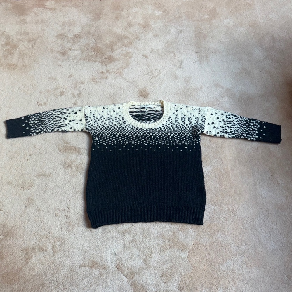 Madewell Cream and Black Knit Sweater